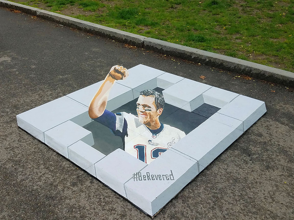 Tom Brady 3D street painting